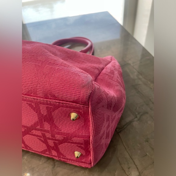 Authentic Christian Dior Pink Quilted Tote Satchel Career Resort Luxury Beachy - Picture 9 of 9